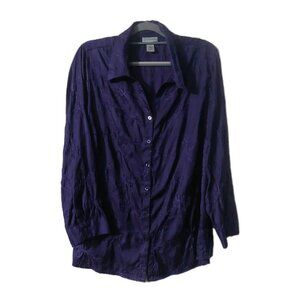 Maggie Barnes for Catherines Shirt Size 1X Purple Embroidered Button Down
